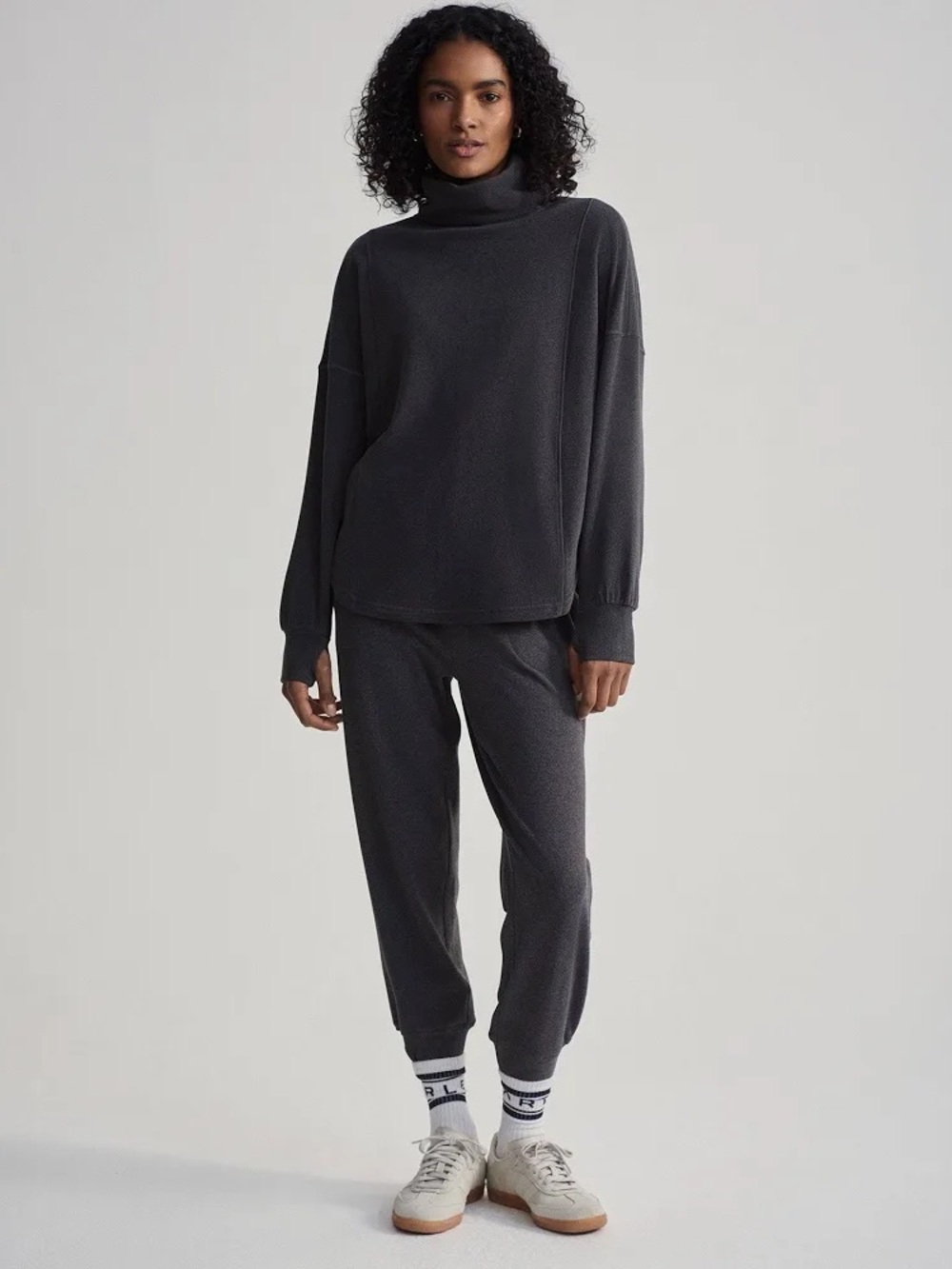 Varley Rainer Roll Neck Active Sweatshirt Black Marl XS